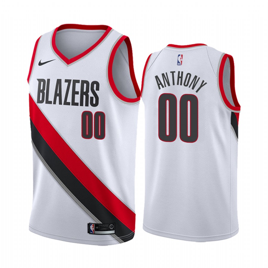 Men's Portland Trail Blazers #00 Carmelo Anthony White Stitched NBA Jersey